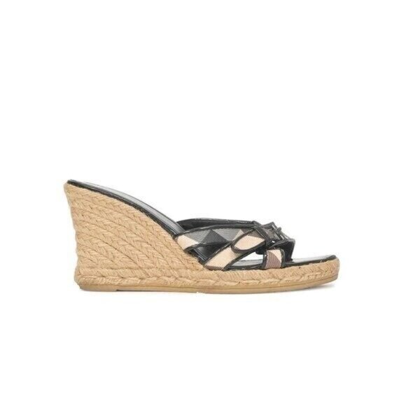 Burberry Nova Check Wedge Espadrille Sandals Size EU 40 (US 10) - Picture 1 of 12